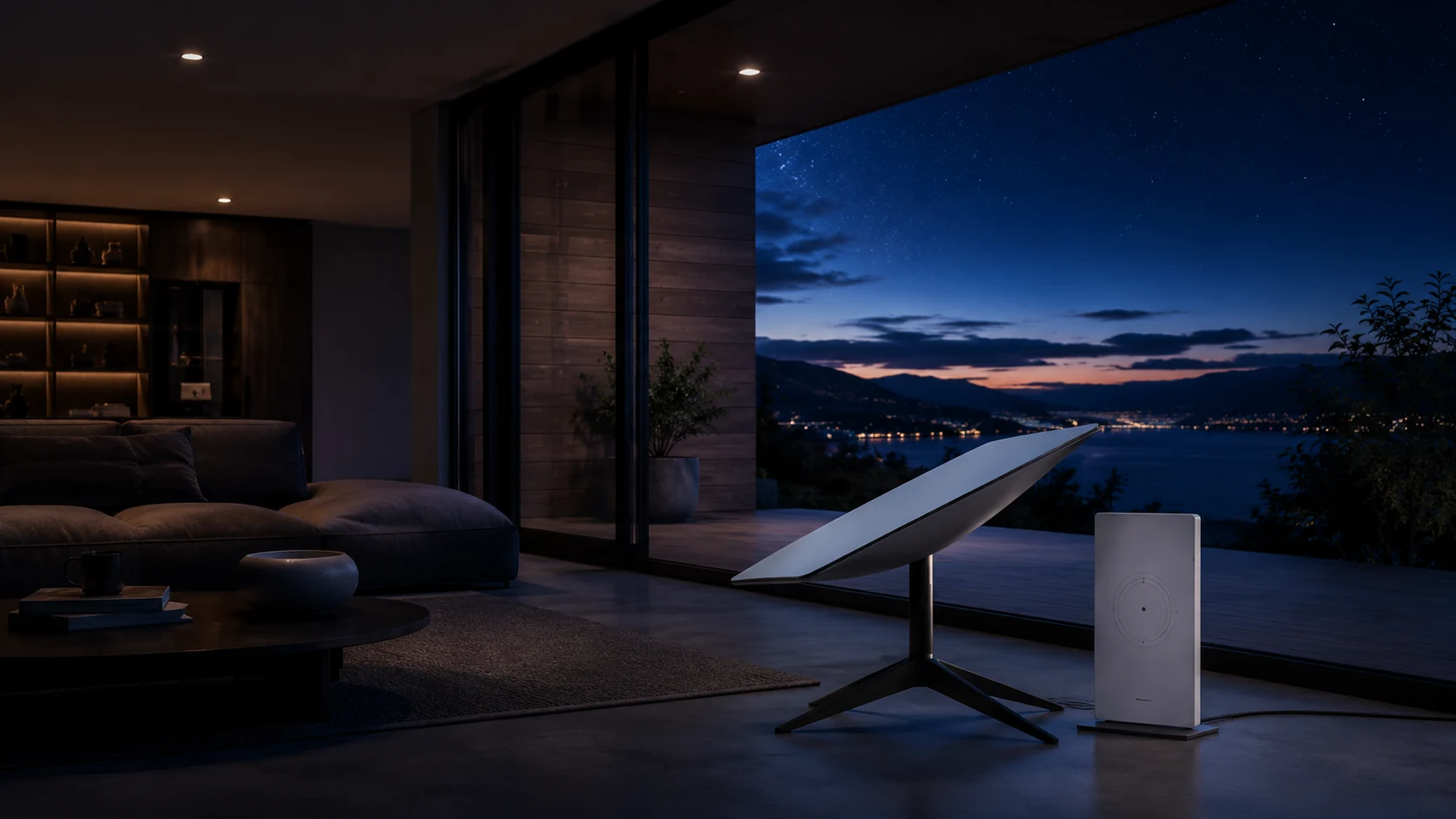 Starlink hardware prepared in a modern home