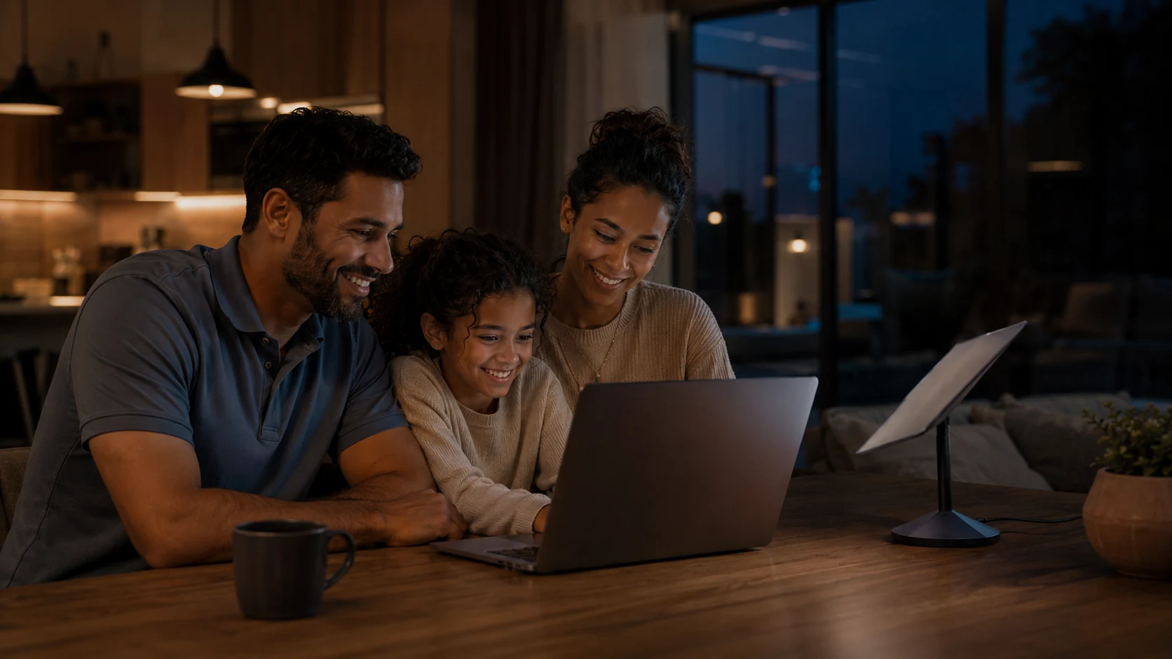 Family enjoying reliable internet together at home
